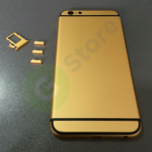 Корпус iPhone 6 Plus Золотое покрытие черные вставки