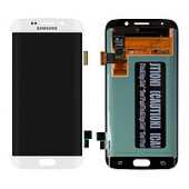 Дисплей Samsung G925F S6 Edge в сборе с тачскрином и рамкой Белый Original